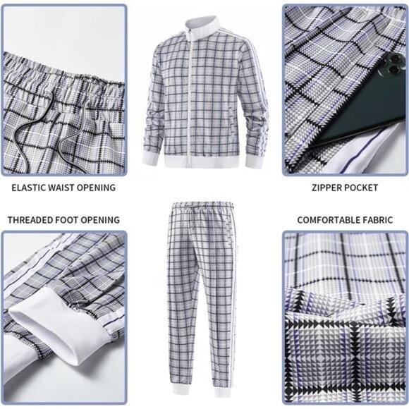 Men's Casual Tracksuits Long Sleeve Jogging Suits Sweatsuit Sets Track Jackets - Picture 4 of 6